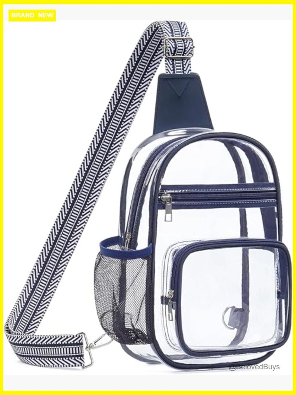 Large Clear Stadium Crossbody Bag with Water Bottle Pocket